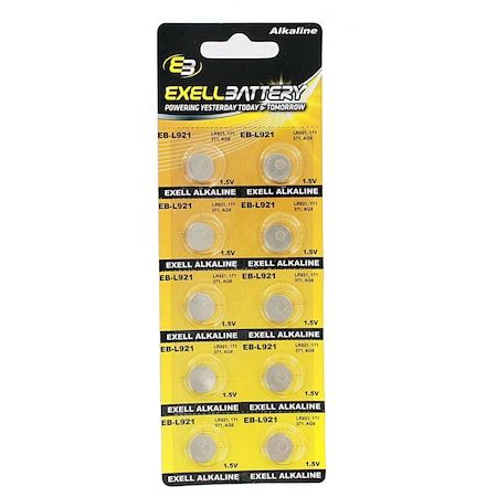 10pk Exell Alkaline 1.5V Watch Battery Replaces AG6 LR920 370